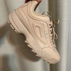 BEIGE FILA SHOES FOR WOMEN